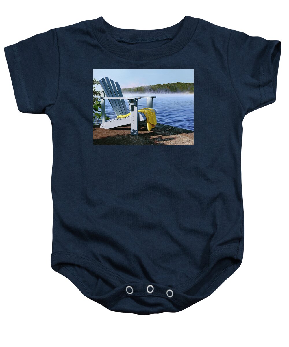 Water Baby Onesie featuring the painting The Reading Chair by Ginny Lasco