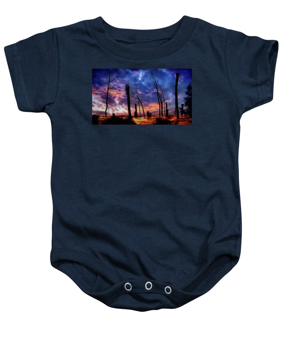 Sky Baby Onesie featuring the photograph The Remains of the Day by Micah Offman