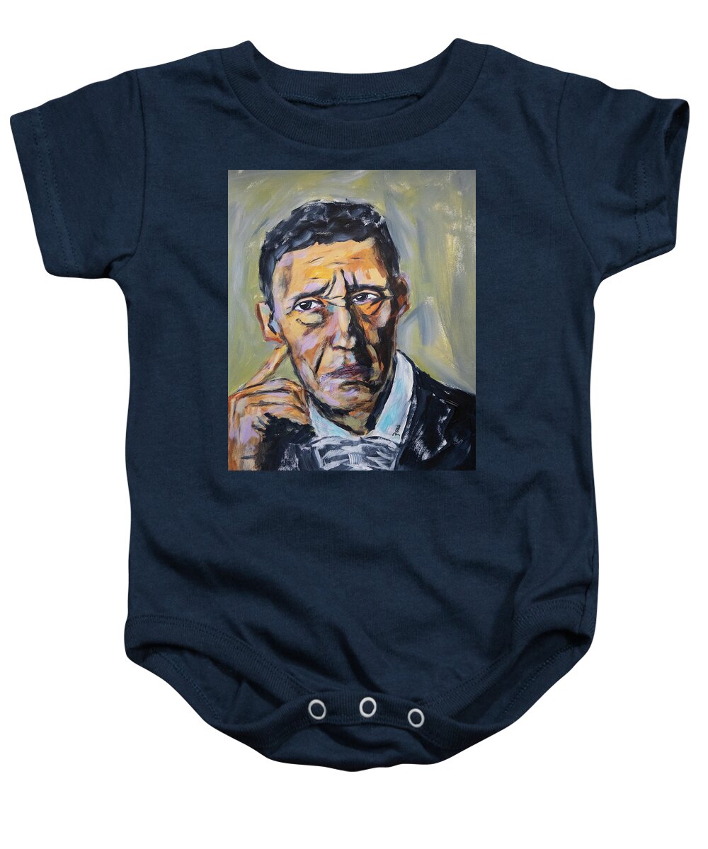 Man Baby Onesie featuring the painting The Thinker by Mark Ross