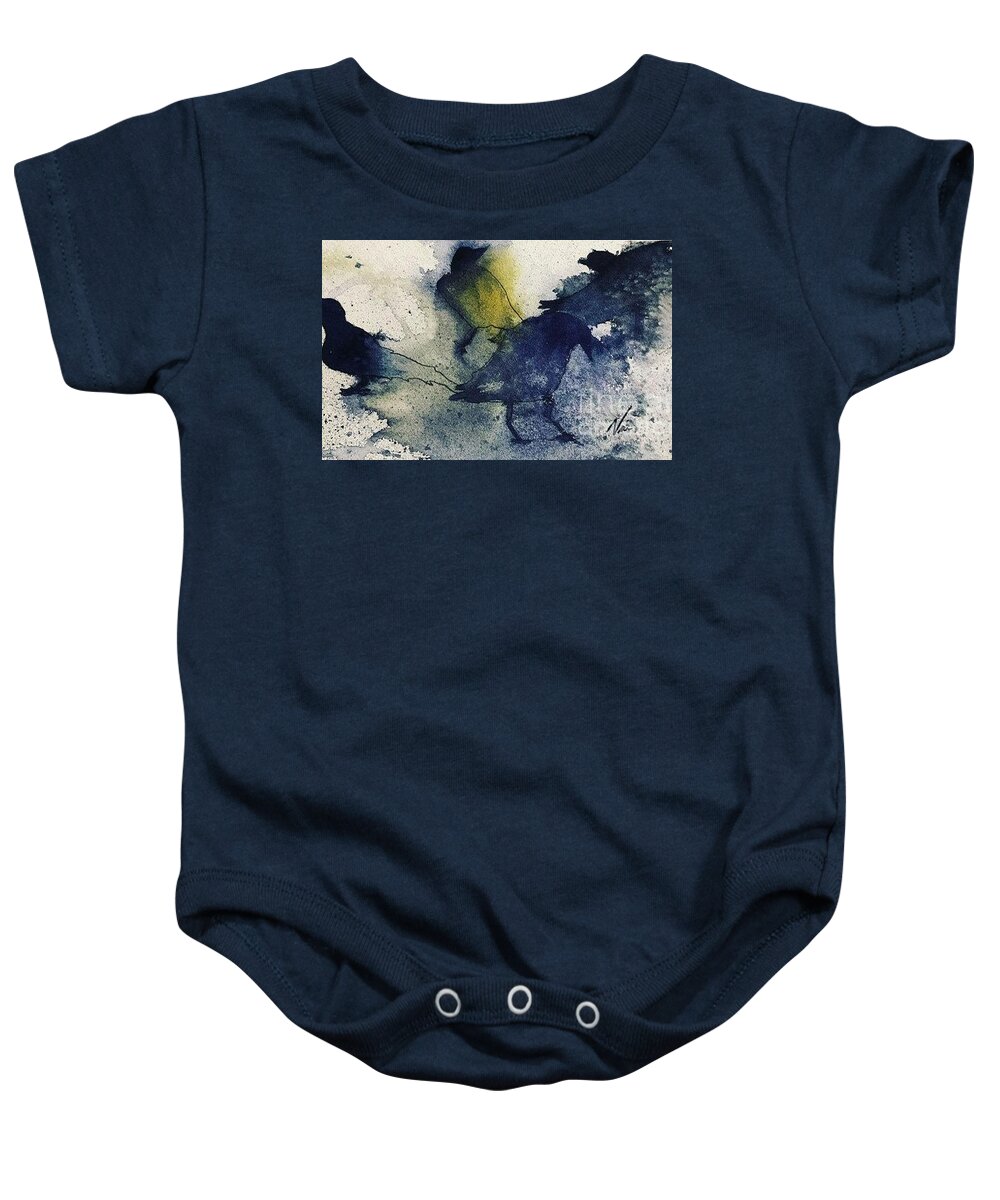 Crows Truth Reconciliation Baby Onesie featuring the painting Truth and Reconcilation by Nina Jatania
