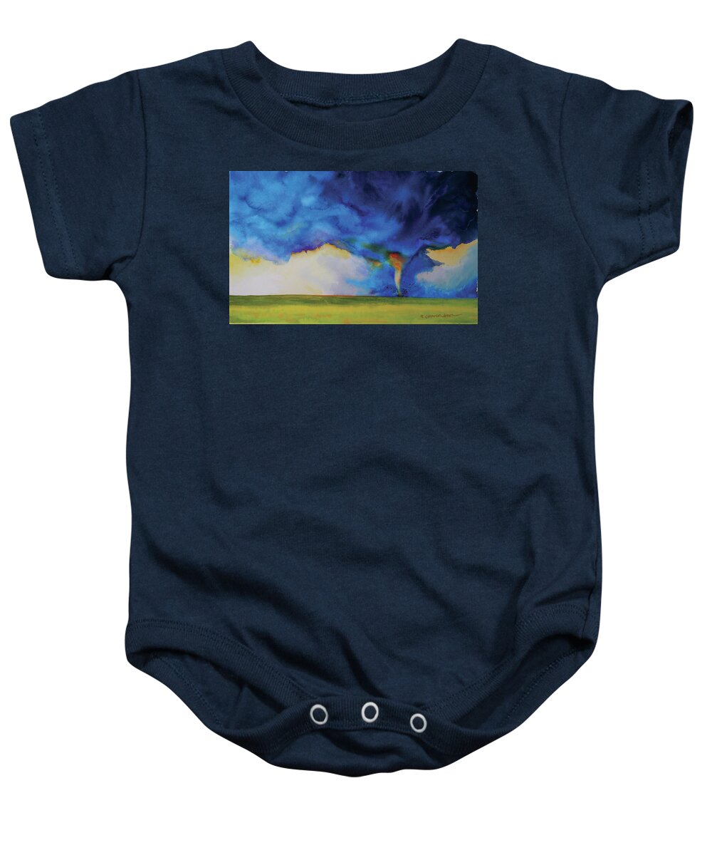 Tornado Baby Onesie featuring the painting Twist of Fate by Marguerite Chadwick-Juner