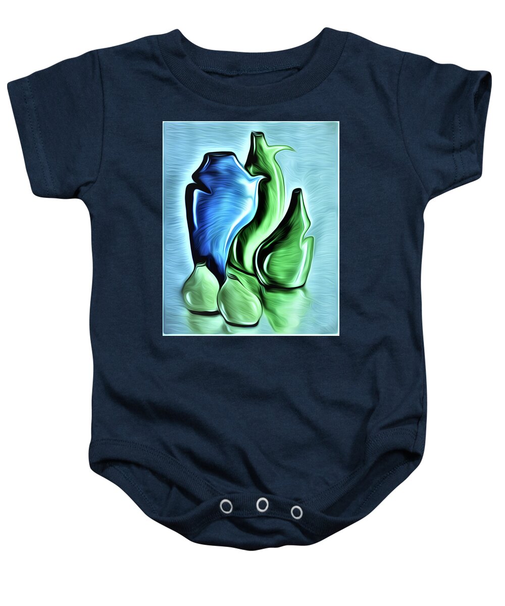 The Entranceway Baby Onesie featuring the digital art Vases in Abstract by Ronald Mills