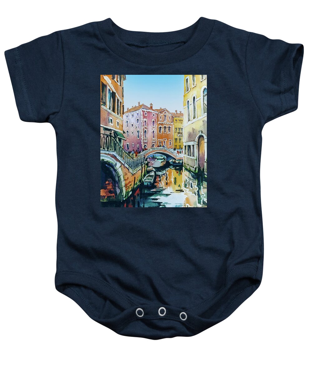 Venice Baby Onesie featuring the digital art Venetian Canal 3 by Maria Rabinky