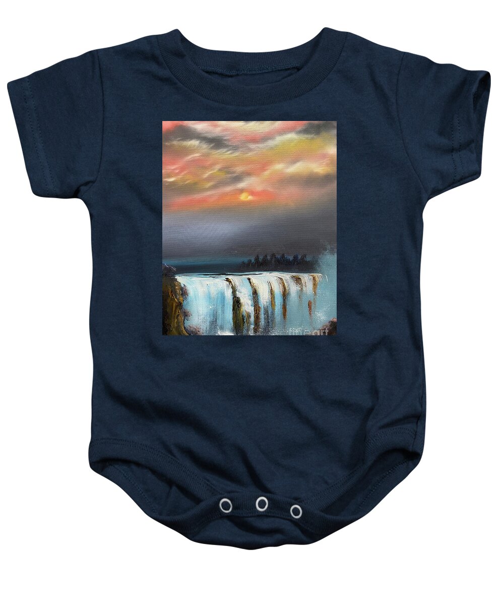Victoria Falls Baby Onesie featuring the painting Victoria falls at night by Sharron Knight