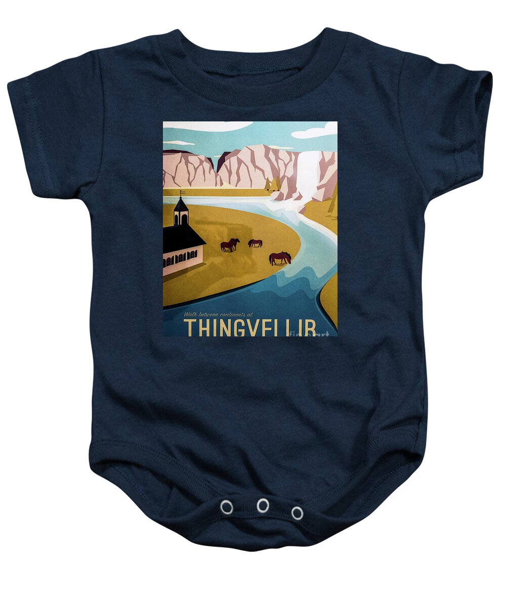 Iceland Baby Onesie featuring the drawing Vintage Iceland Travel Poster 3 by M G Whittingham