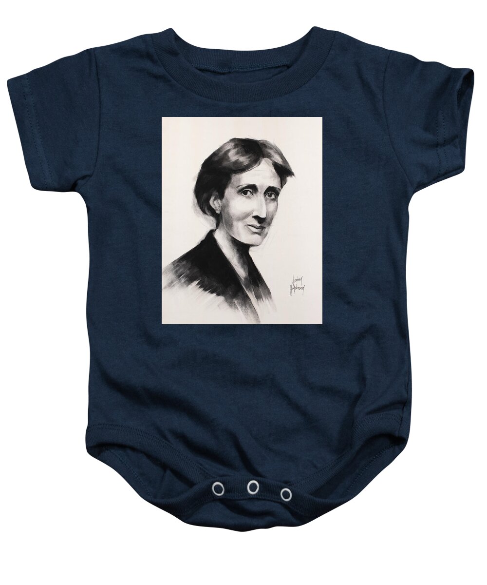 Virginia Baby Onesie featuring the drawing Virginia Woolf by Jordan Henderson
