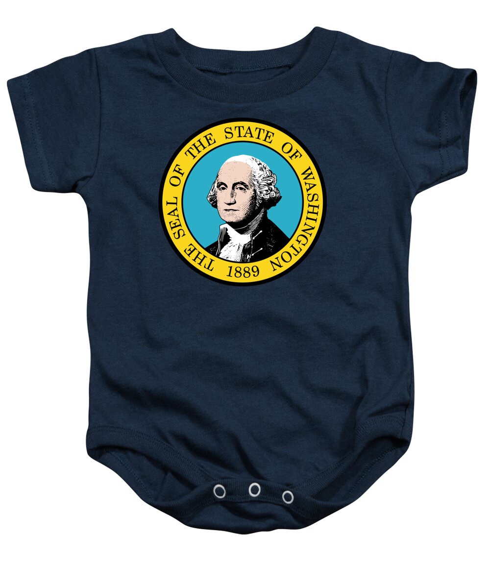 Washington Baby Onesie featuring the digital art Washington State Seal by Movie Poster Prints