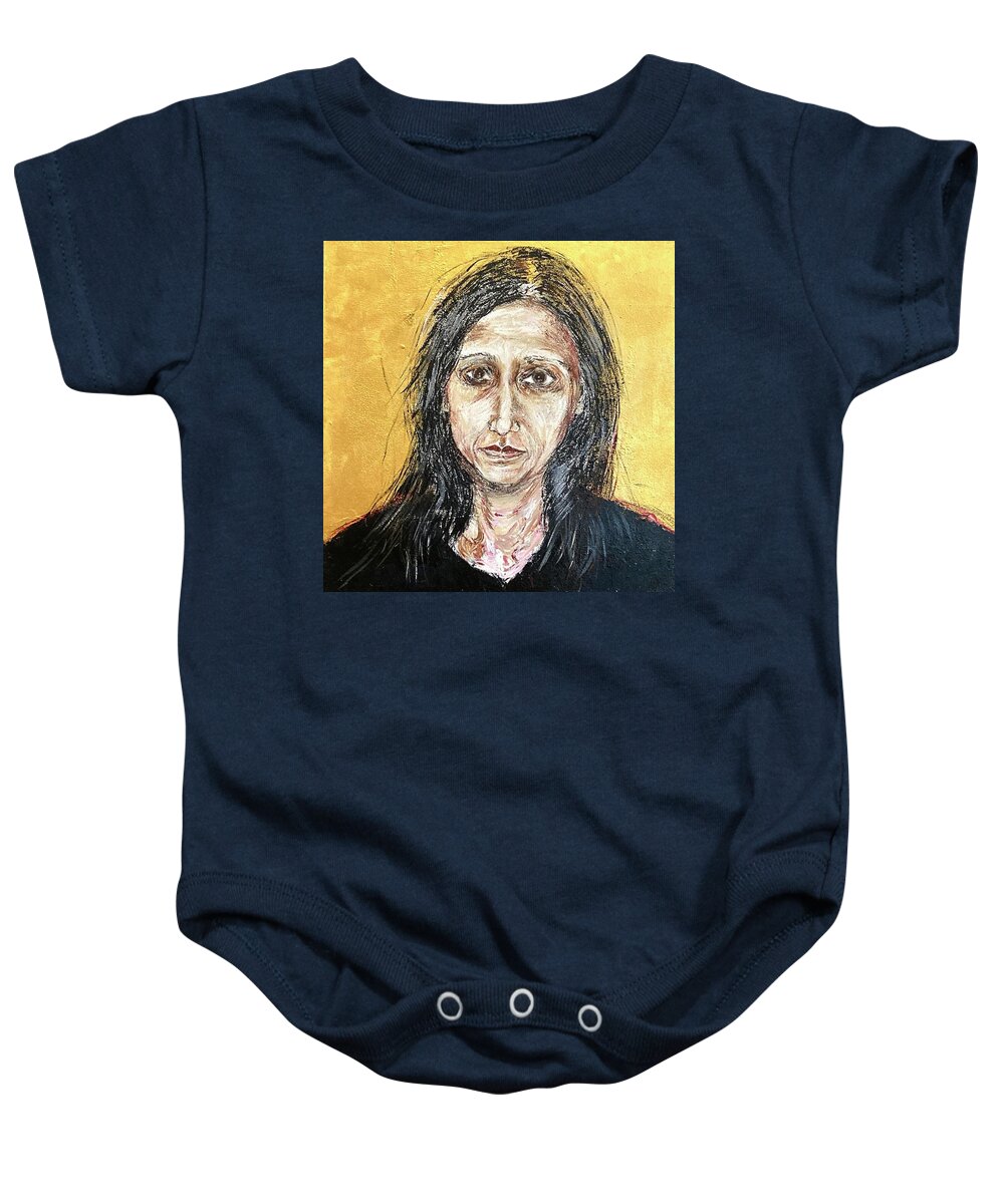 Portrait Baby Onesie featuring the painting Worried by David Euler