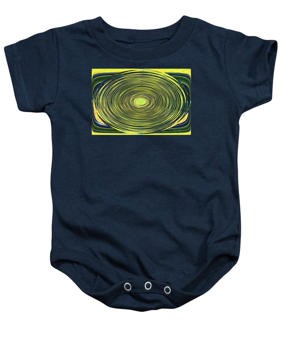Yellow And Black Circle Abstract Baby Onesie featuring the digital art Yellow And Black Circle Abstract by Tom Janca