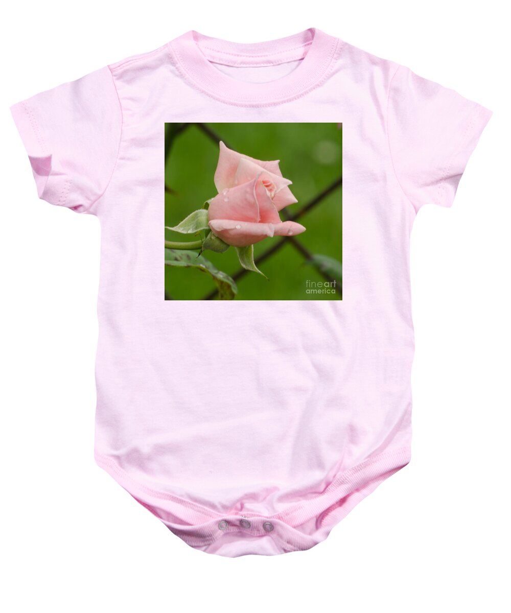 Rose Baby Onesie featuring the photograph Budding #2 by Donna Brown