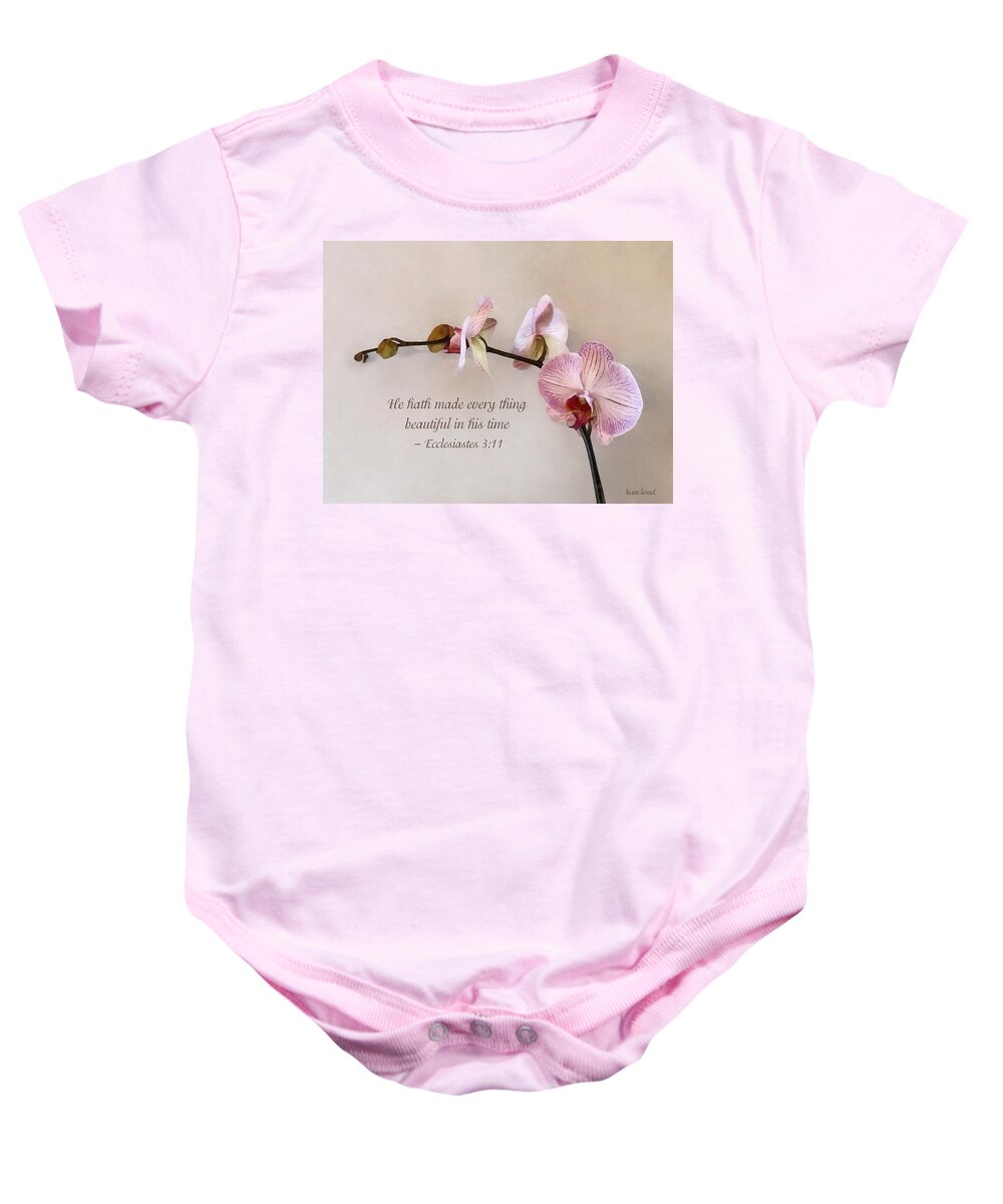 Orchid Baby Onesie featuring the photograph Ecclesiastes 3 11 He Hath Made Everything Beautiful #1 by Susan Savad