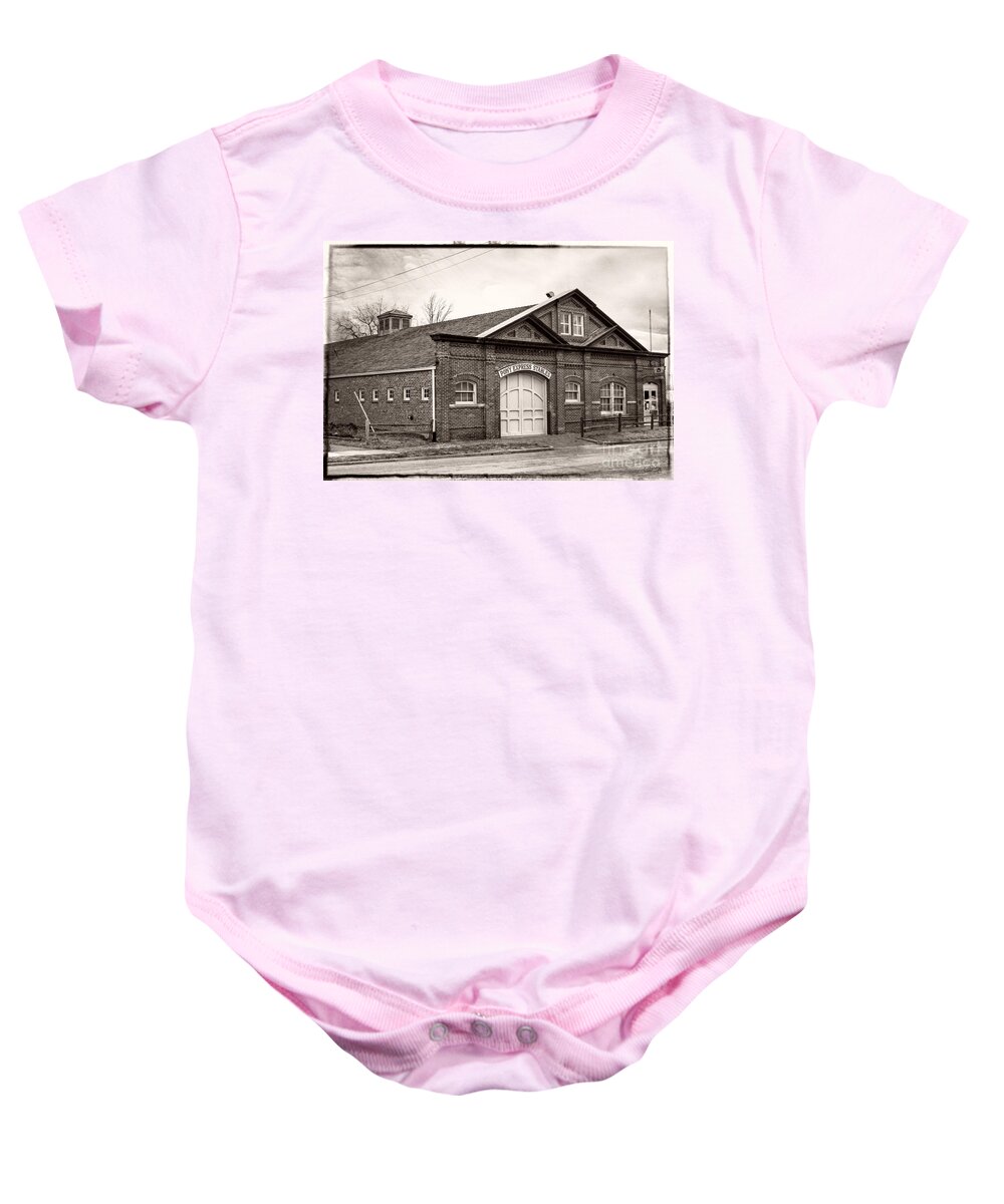 Pony Express Stables Baby Onesie featuring the photograph Pony Express Stables by Imagery by Charly