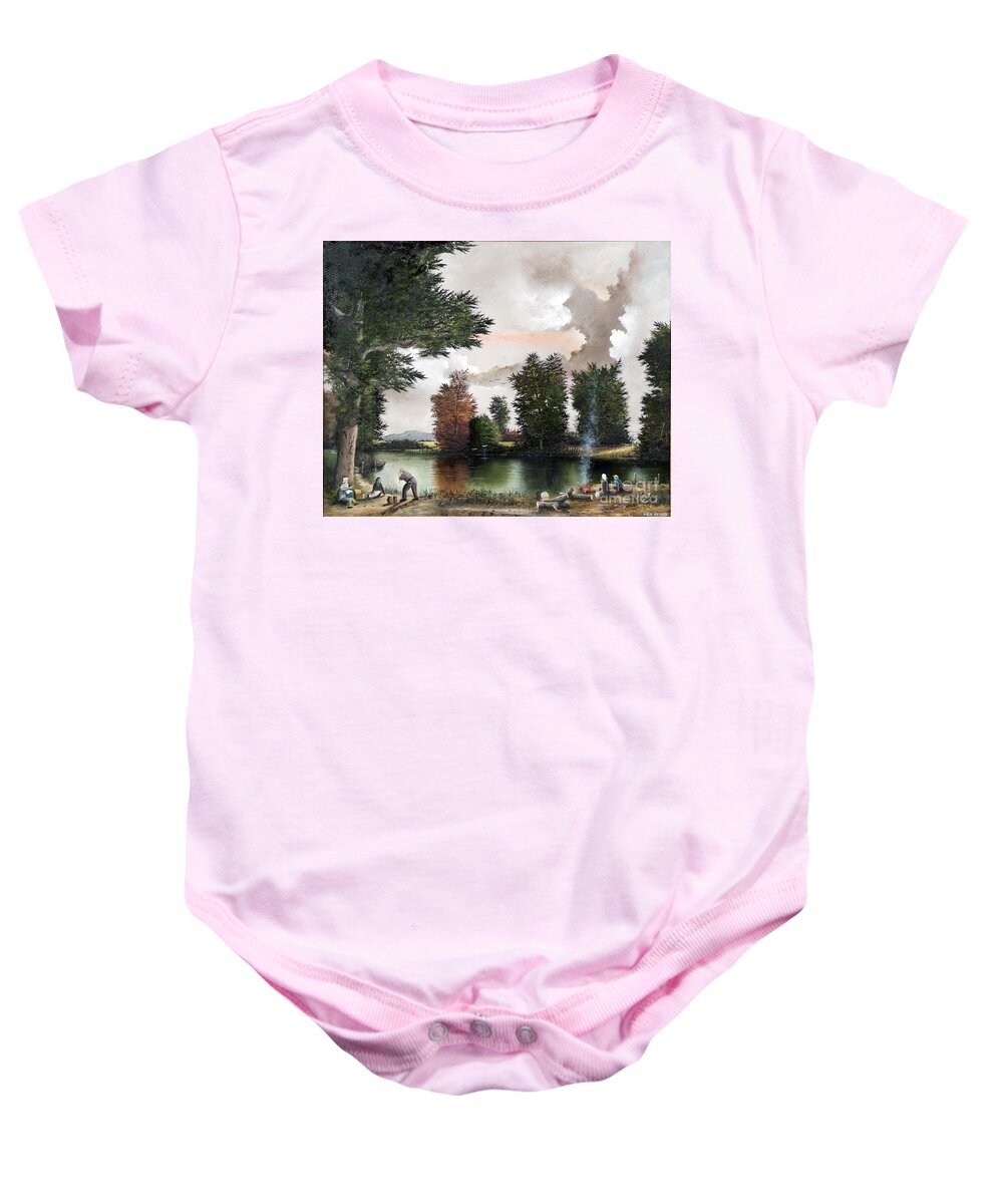 Countryside Baby Onesie featuring the painting The Picnic by Ken Wood