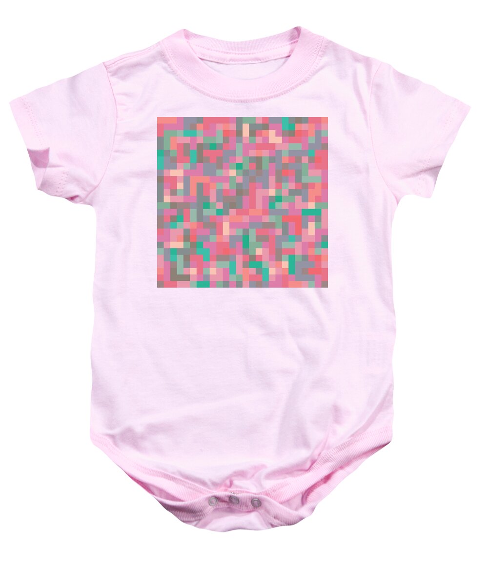 Abstract Baby Onesie featuring the digital art Pixel Art #13 by Mike Taylor