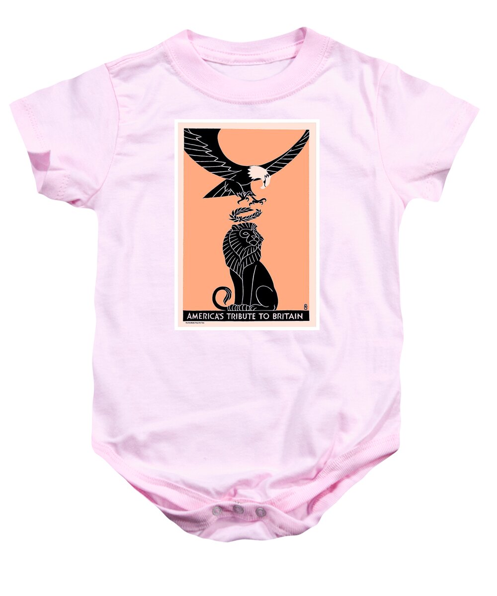 1924 Baby Onesie featuring the digital art 1924 - British American Tribute Poster - Color by John Madison