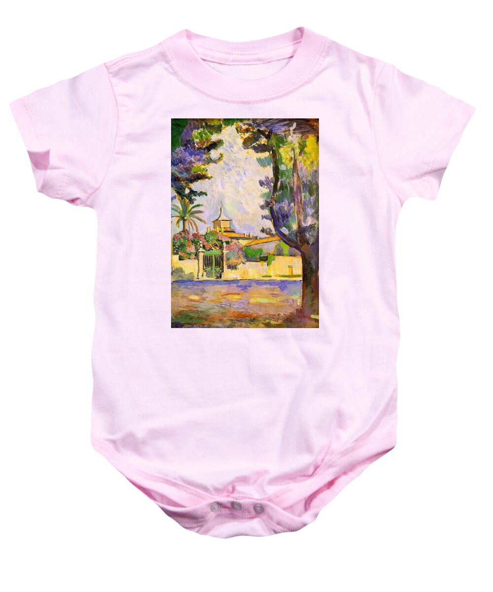 Place Baby Onesie featuring the painting Place des Lices St Tropez #2 by Pam Neilands