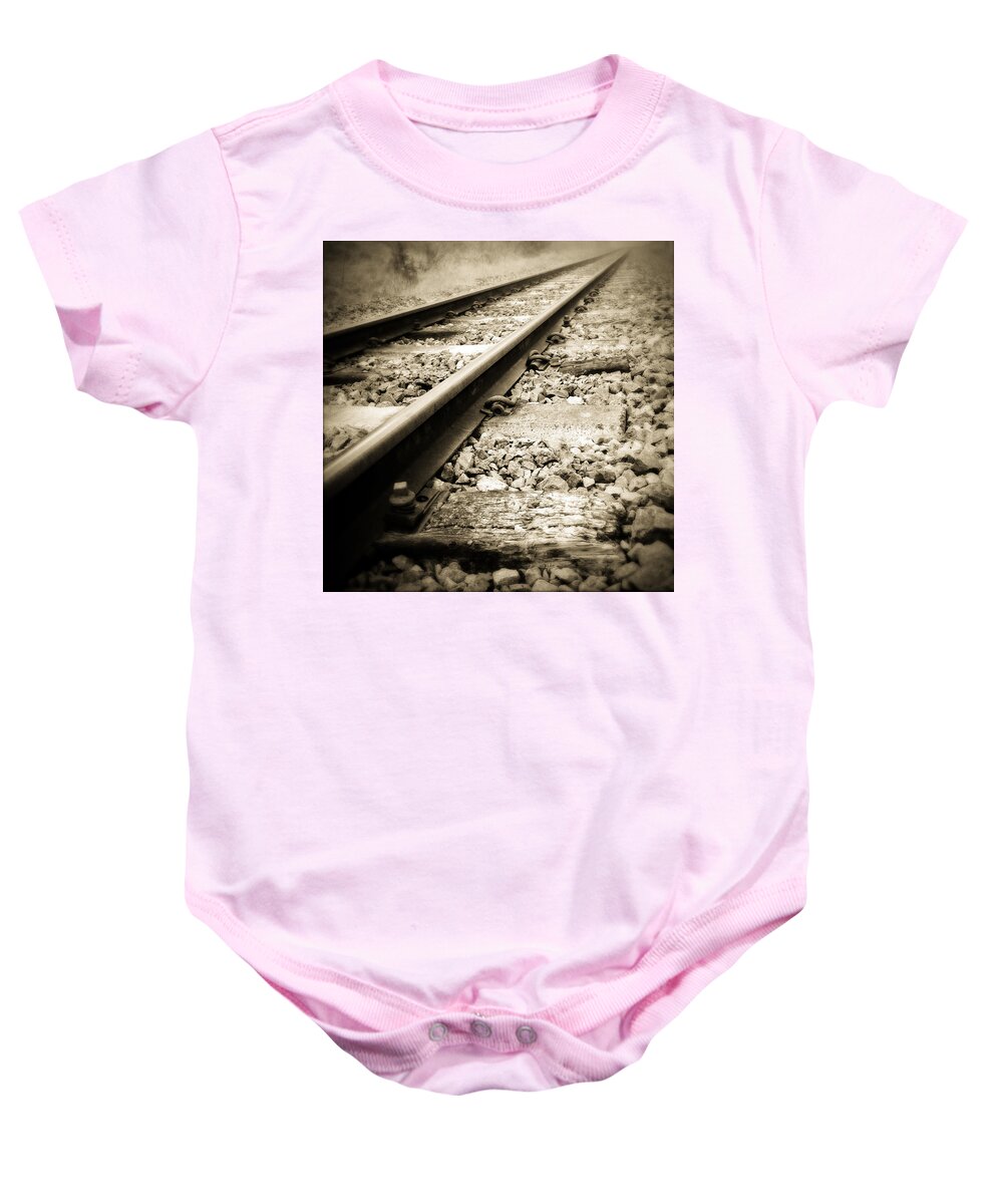 Industry Baby Onesie featuring the photograph Railway tracks #2 by Les Cunliffe