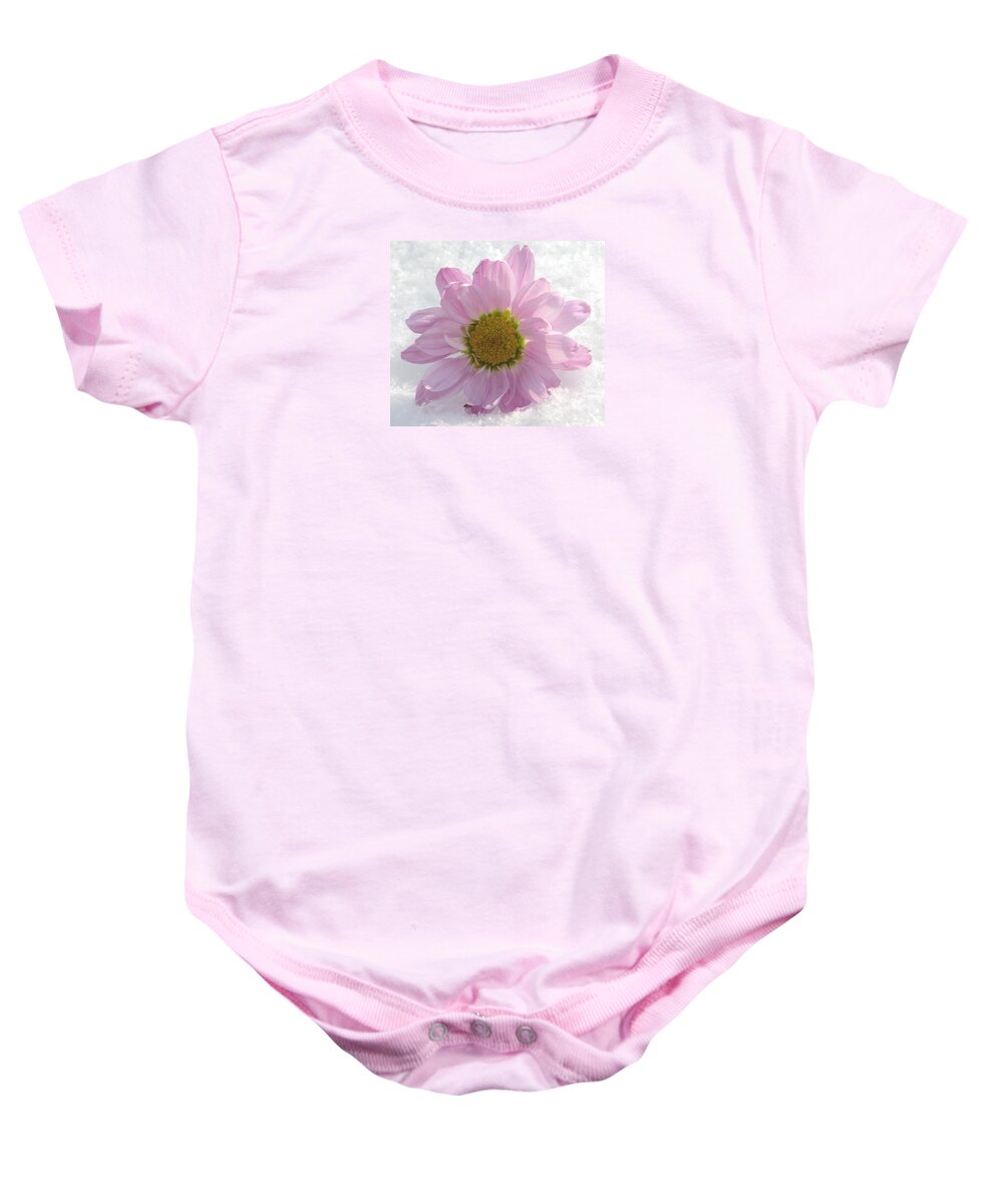 Floral Still Life Baby Onesie featuring the photograph The Whisper Of A Snow Blossom by Angela Davies