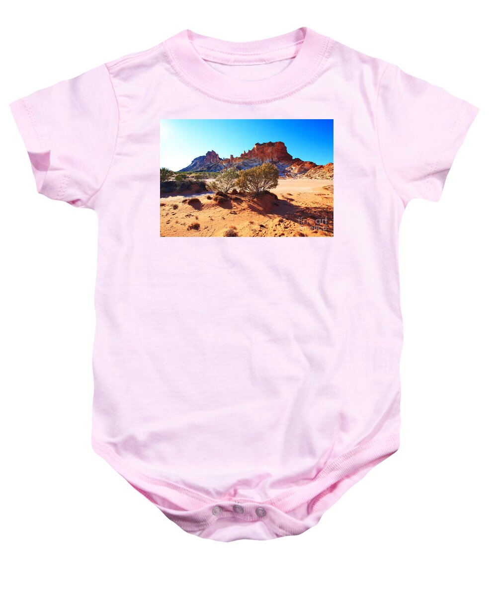 Rainbow Valley Sunrise Outback Landscape Central Australia Water Hole Northern Territory Australian Clay Pan Baby Onesie featuring the photograph Rainbow Valley #4 by Bill Robinson