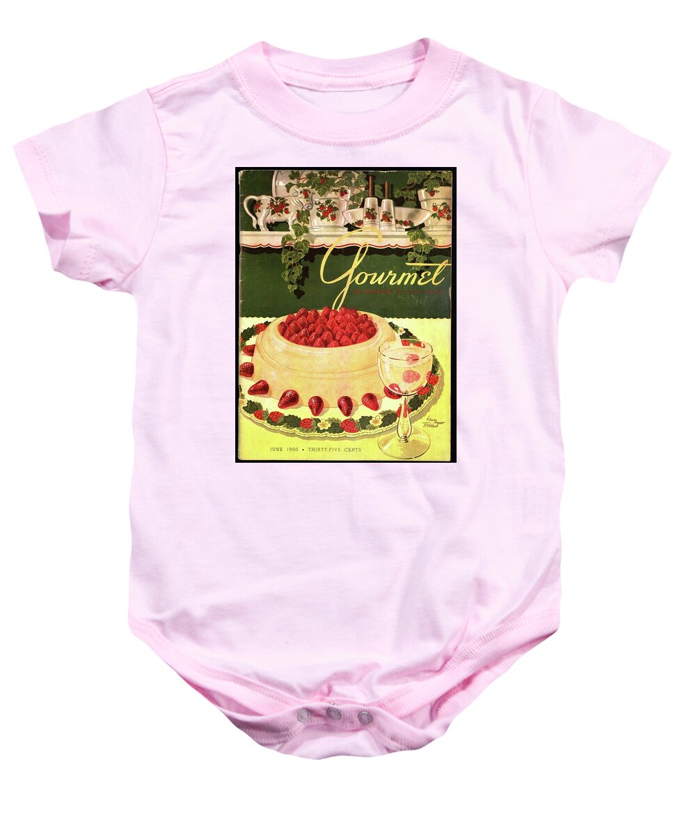 Entertainment Baby Onesie featuring the photograph A Blancmange Ring With Strawberries by Henry Stahlhut