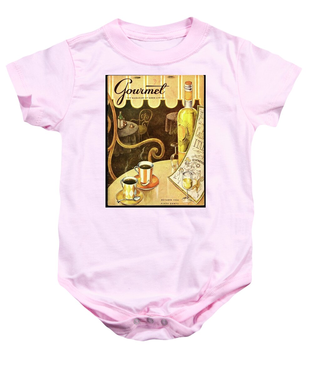 Illustration Baby Onesie featuring the photograph A Table At An Italian Cafe by Hilary Knight