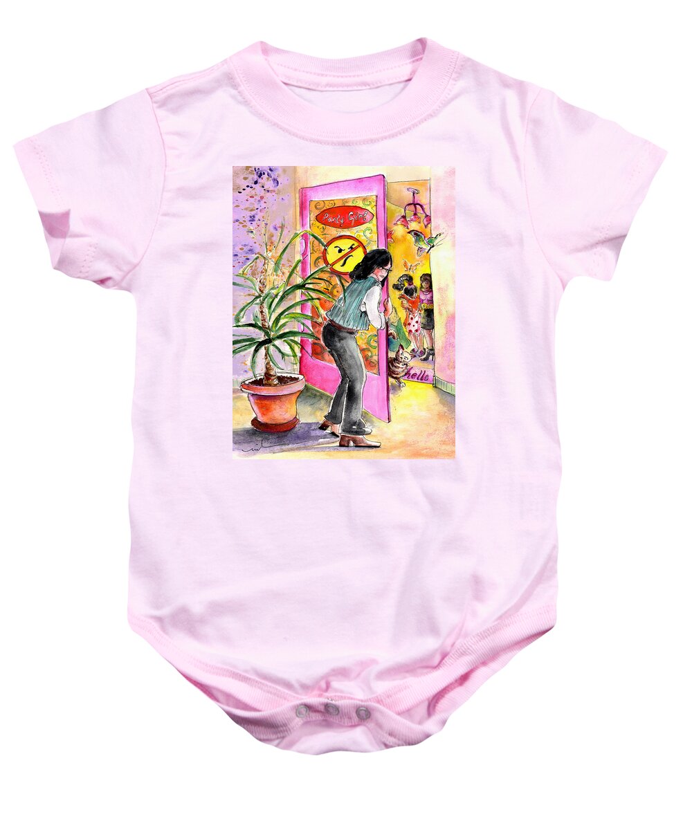 Books Baby Onesie featuring the painting About Women and Girls 08 by Miki De Goodaboom