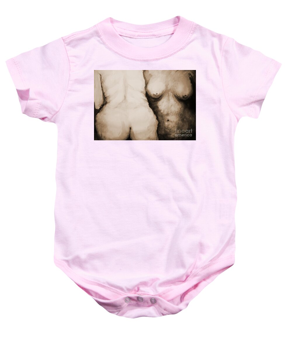 Nudes Baby Onesie featuring the painting Acceptance by Rory Siegel