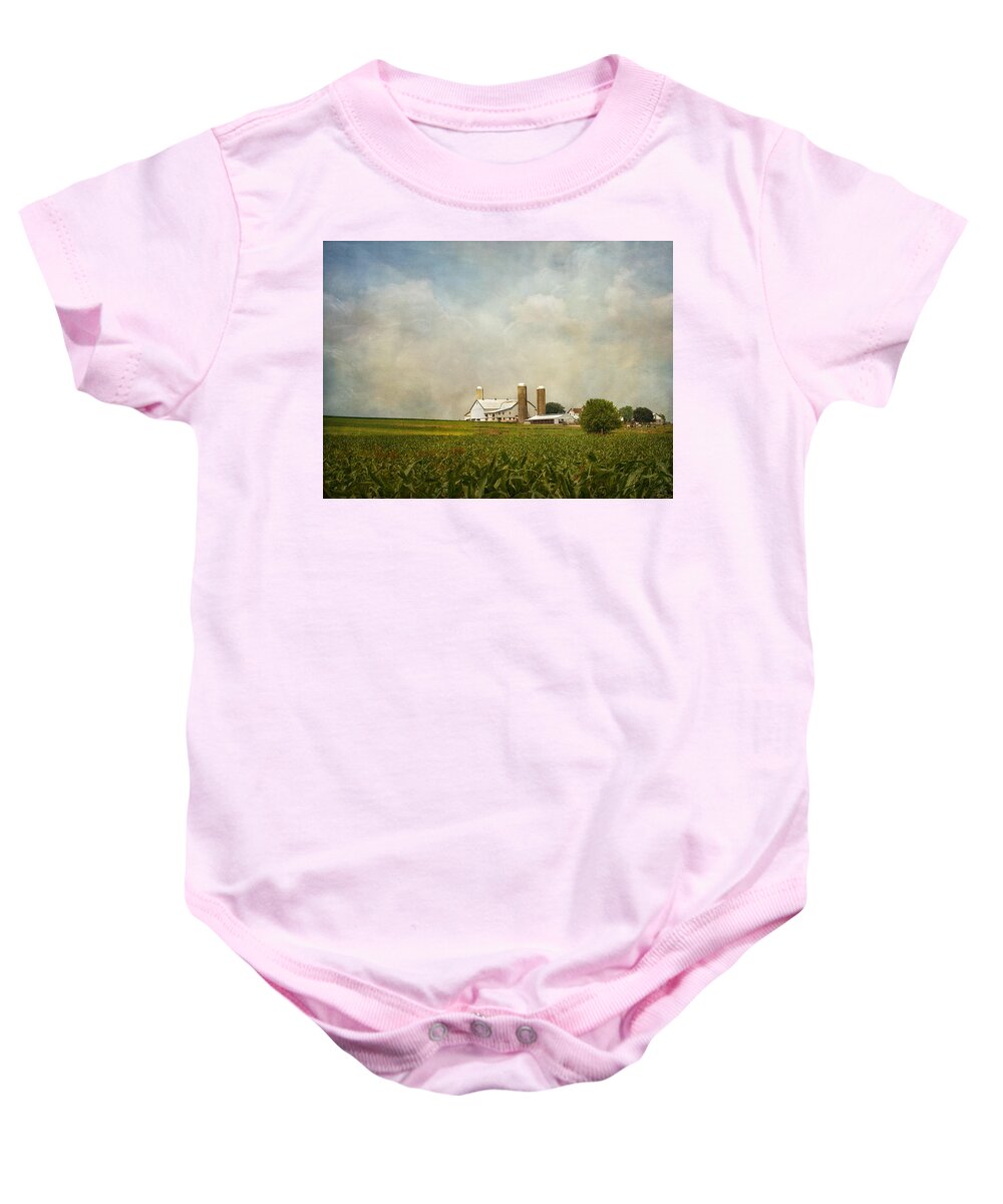 Rural Baby Onesie featuring the photograph Amish Farmland by Kim Hojnacki