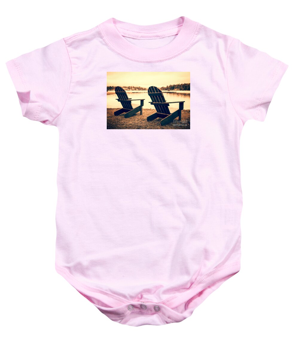 At The Lake Baby Onesie featuring the photograph At the Lake by Edward Fielding