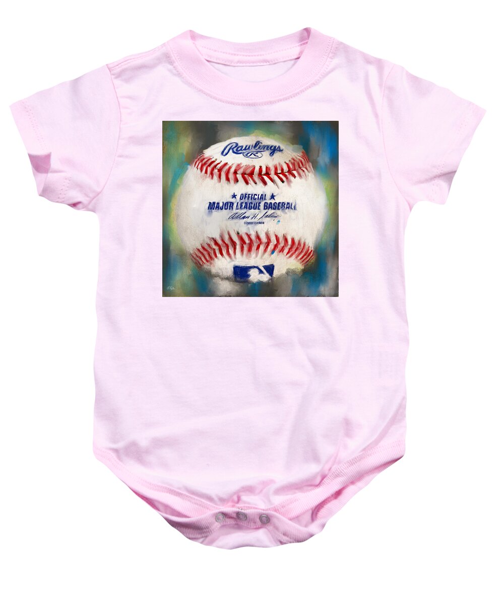 Baseball Baby Onesie featuring the digital art Baseball IV by Lourry Legarde