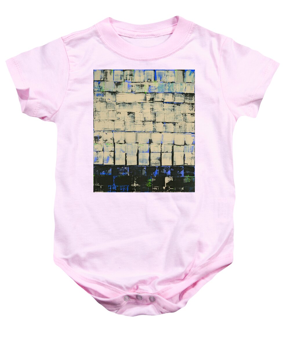 Abstract Baby Onesie featuring the painting Beige Squared by Artcetera By   LizMac
