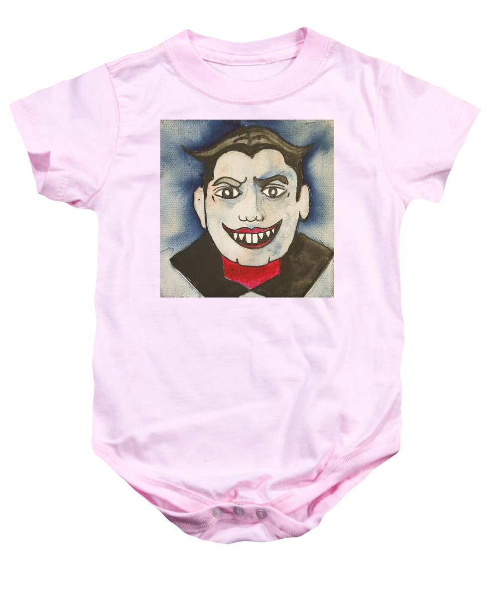 Vampires Baby Onesie featuring the painting Bela Lugosi as Tillie by Patricia Arroyo