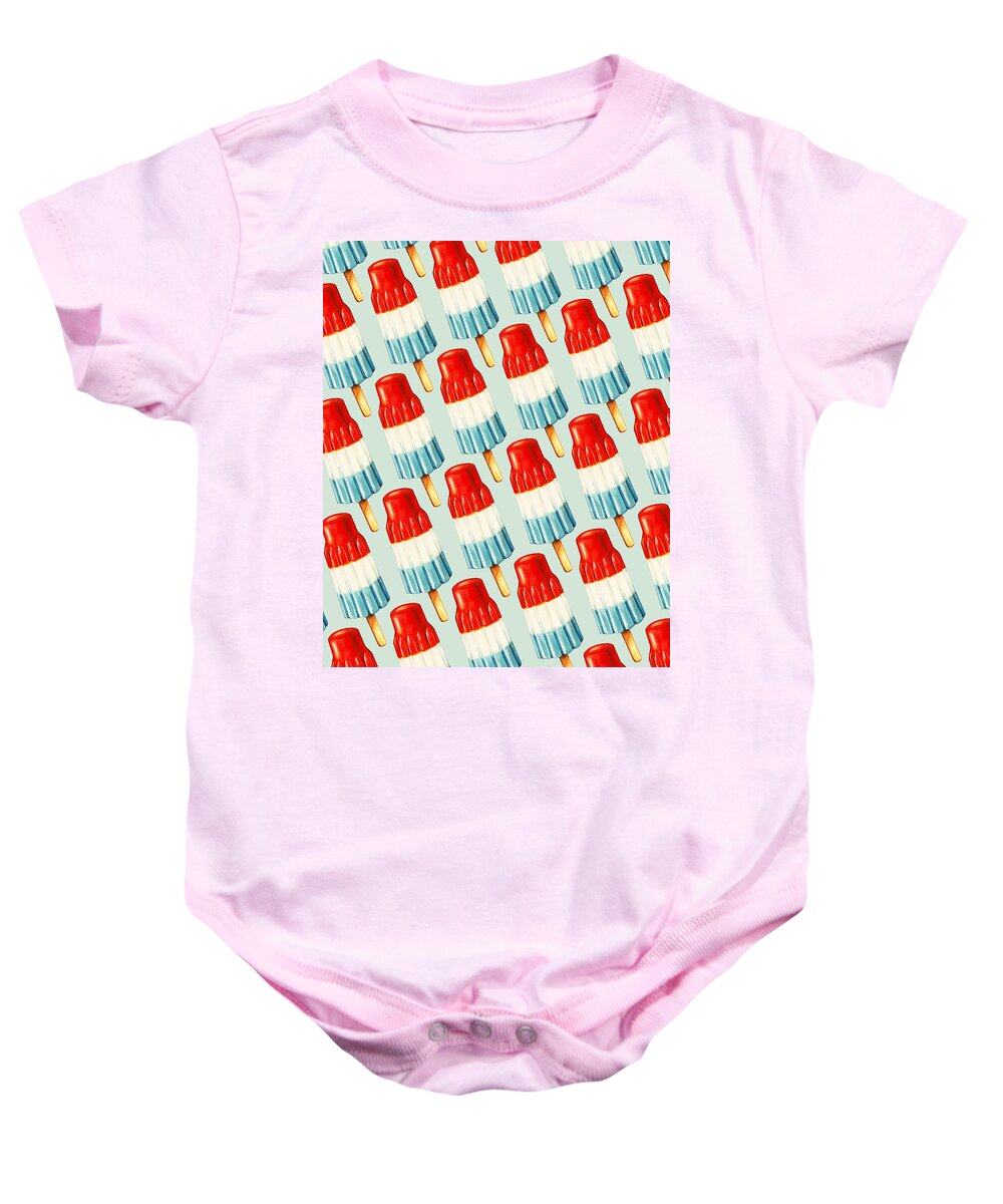 Popsicle Baby Onesie featuring the painting Bomb Pop Pattern by Kelly Gilleran