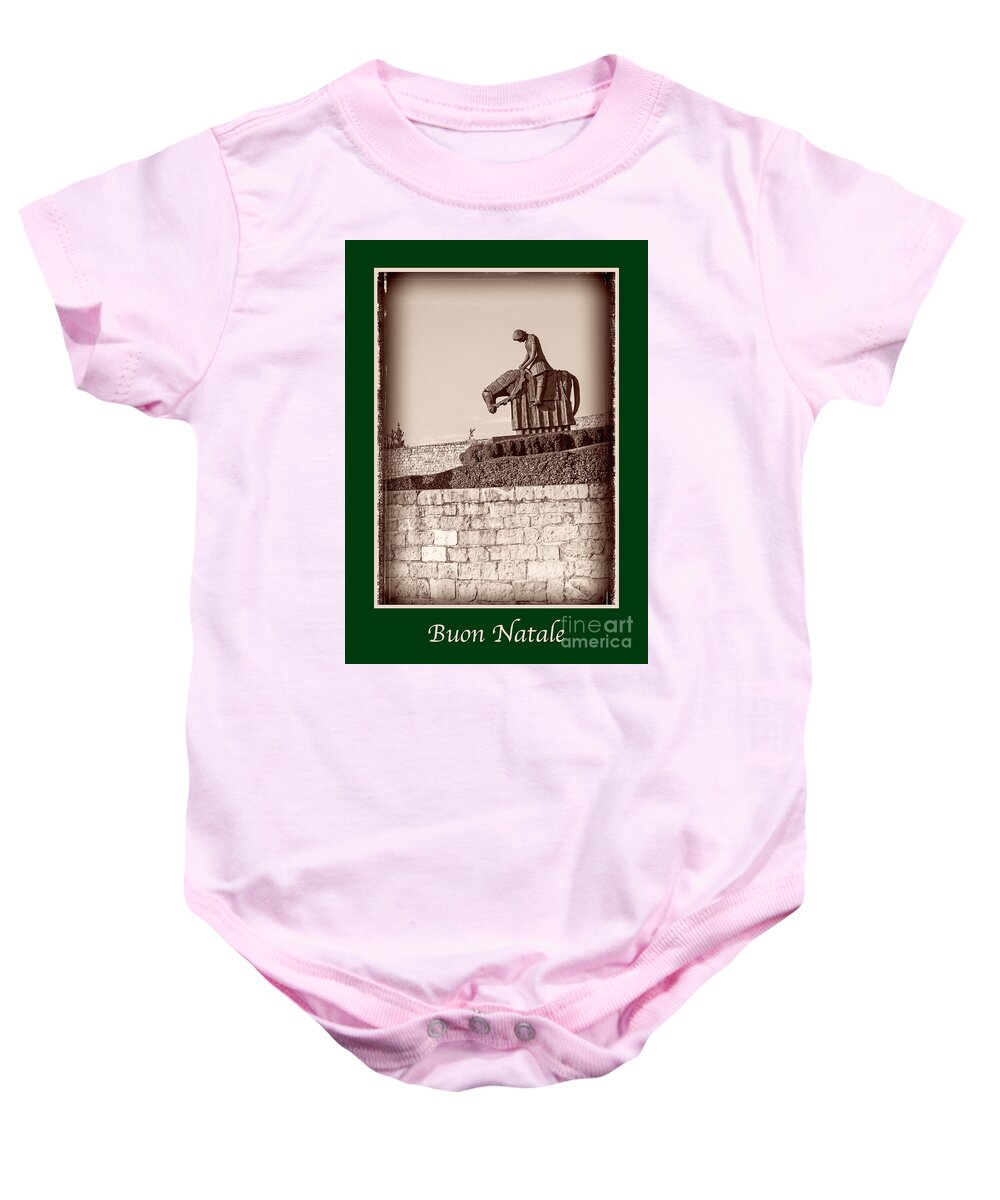 Italian Baby Onesie featuring the photograph Buon Natale with St Francis by Prints of Italy
