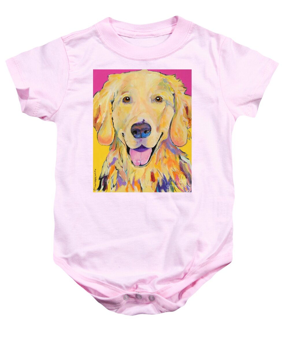 Golden Retriever Baby Onesie featuring the painting Buster by Pat Saunders-White