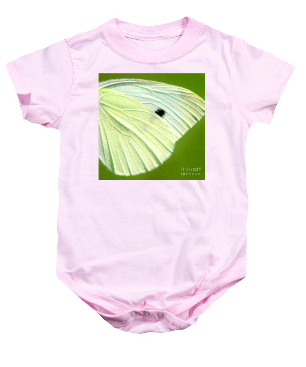 Butterfly Baby Onesie featuring the photograph Cabbage White Butterfly Wing Square by Karen Adams
