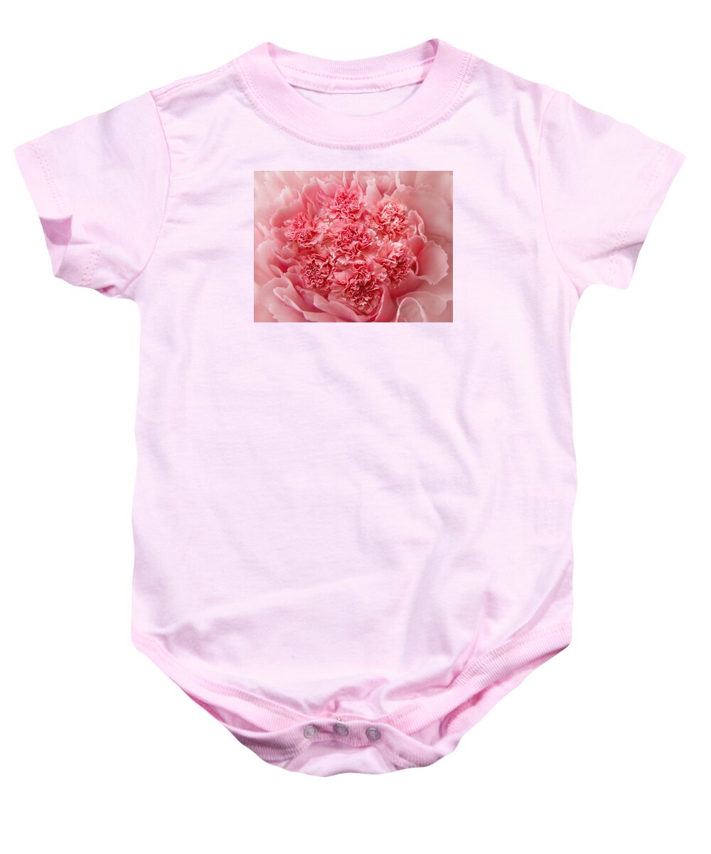 Pink Carnations Baby Onesie featuring the photograph Carnations by Marina Kojukhova