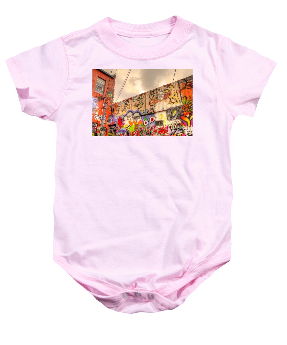 Graffiti Baby Onesie featuring the photograph Comical Relief by Anthony Wilkening