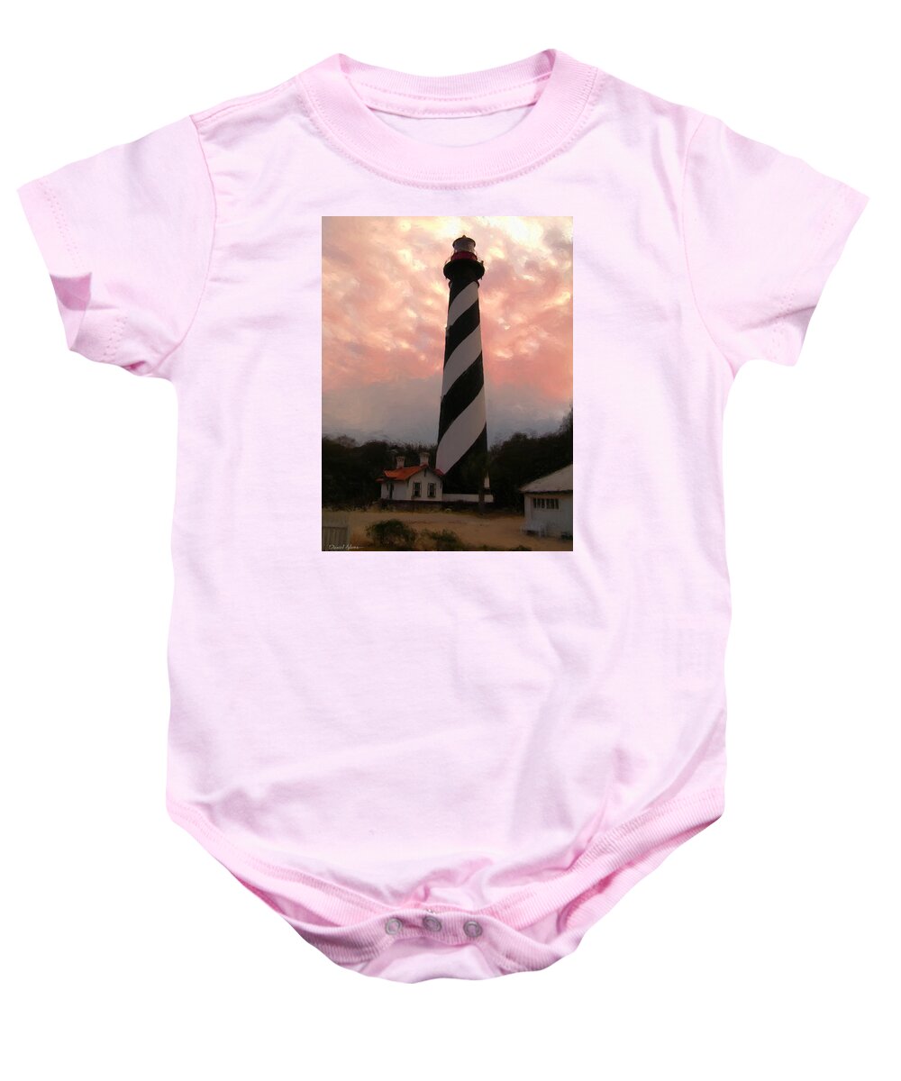 Light House Baby Onesie featuring the painting DA127 St. Augustine Lighthouse by Daniel Adams by Daniel Adams