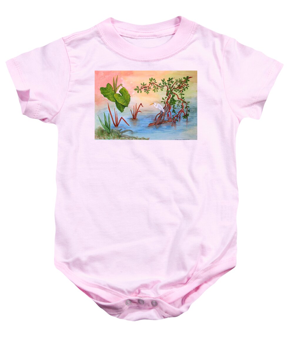 Paint Baby Onesie featuring the painting Dinner At Charleys by Ashley Goforth