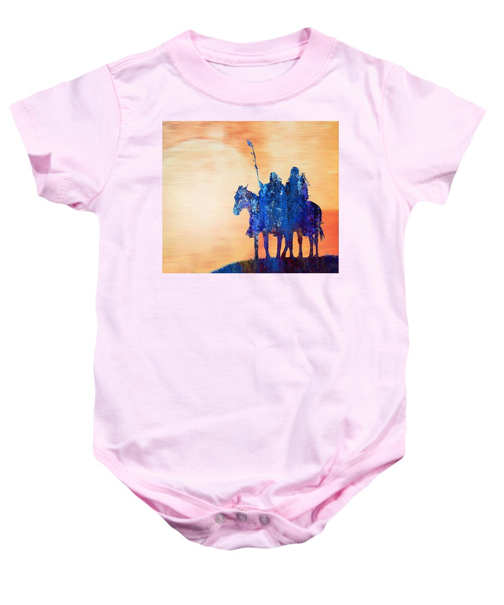 Native Baby Onesie featuring the painting End of the Day by Rick Mosher