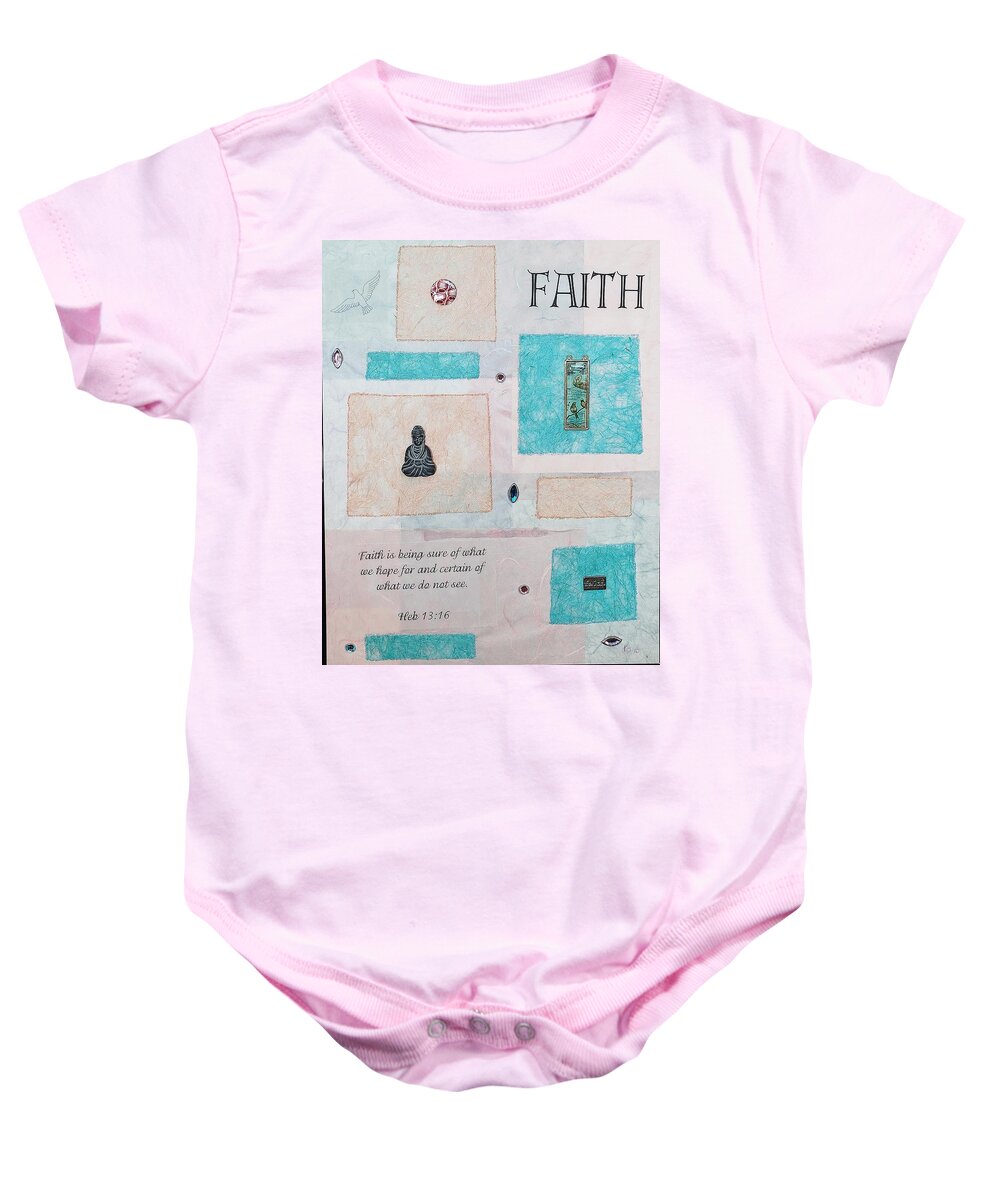 Collage Baby Onesie featuring the painting Faith by Karen Buford