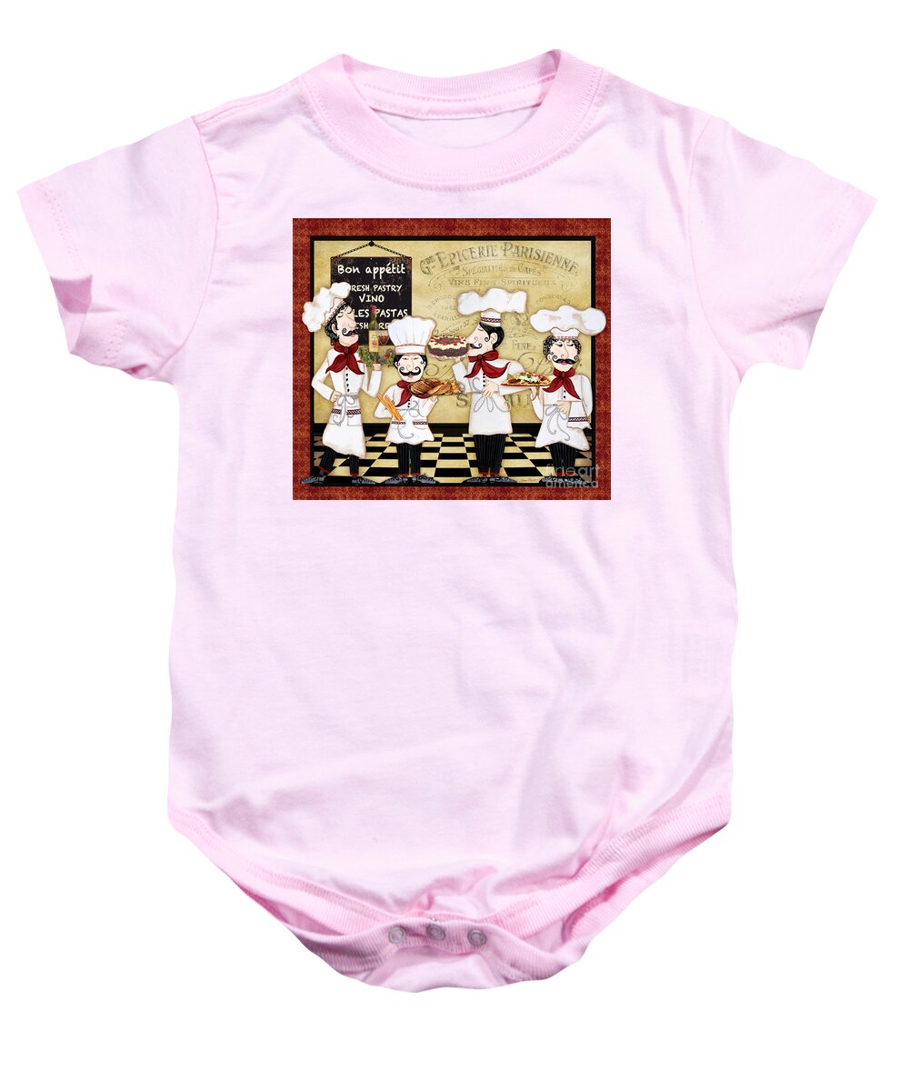 French Baby Onesie featuring the painting French Chefs-Bon Appetit by Jean Plout