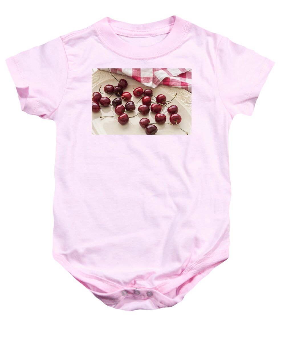 Cherries Baby Onesie featuring the photograph Fresh Bing Cherries by Rich Franco