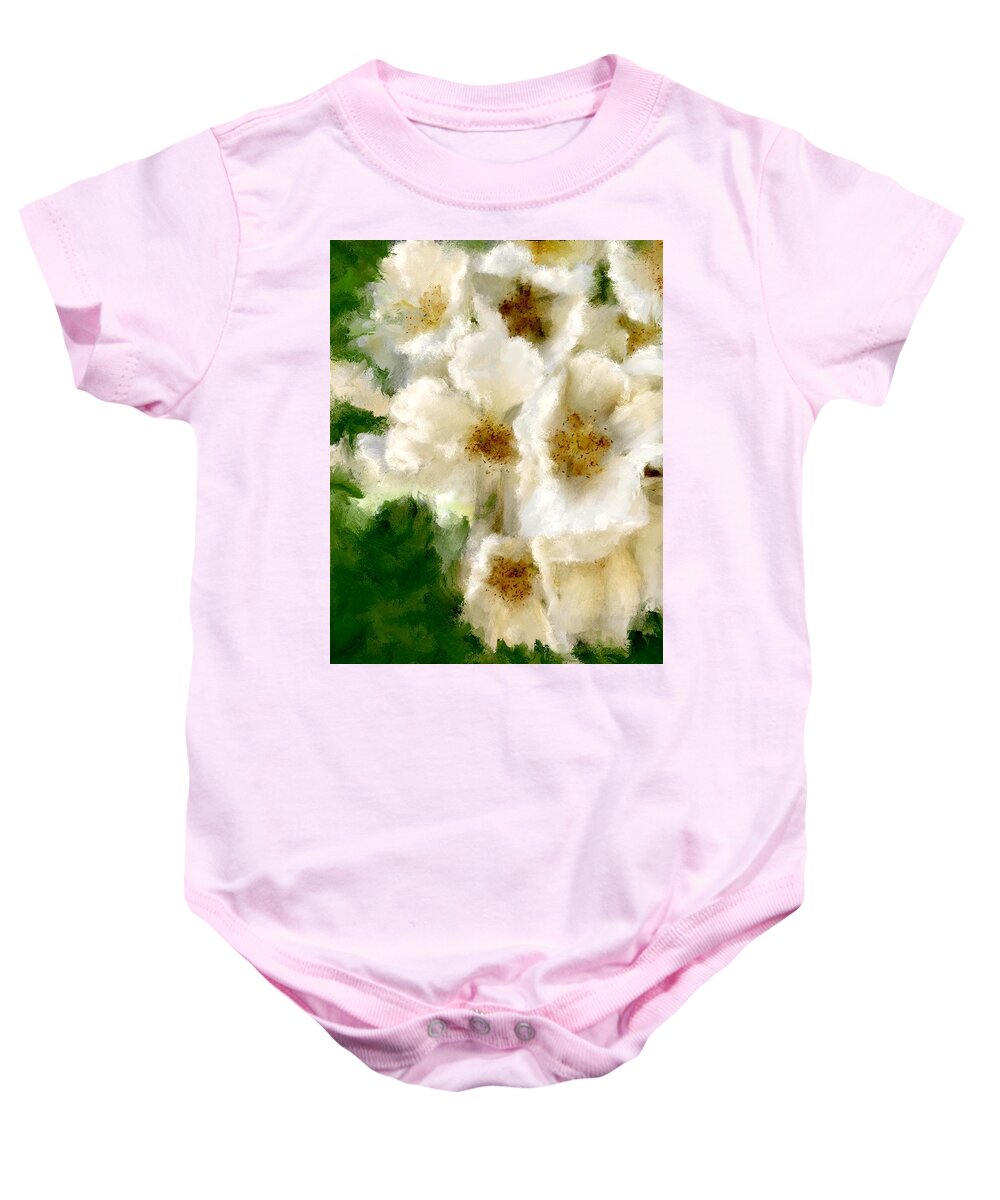 Flowers Baby Onesie featuring the painting Fresh White Linen by Colleen Taylor