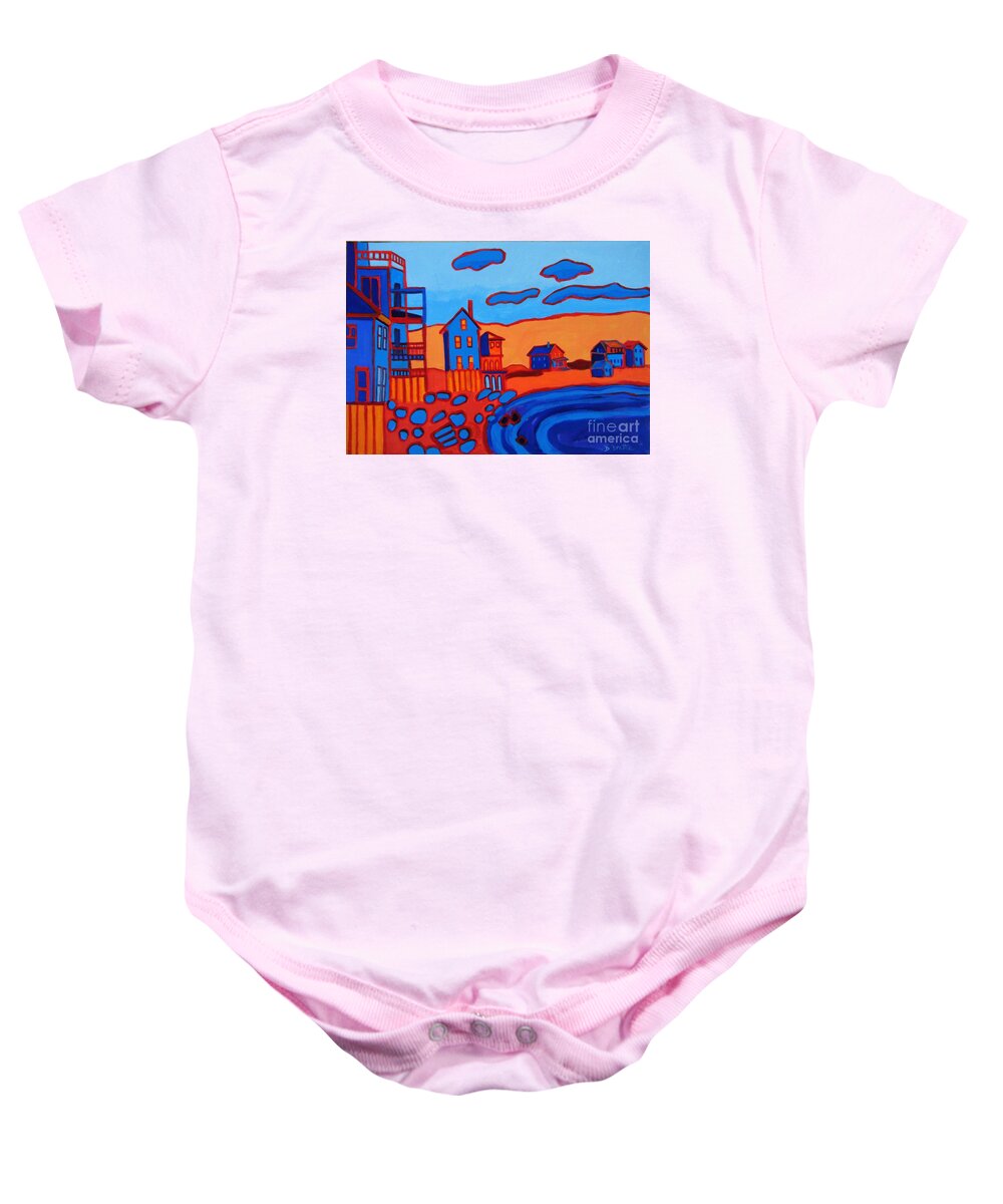 Beach Baby Onesie featuring the painting Front Beach Rockport MA by Debra Bretton Robinson