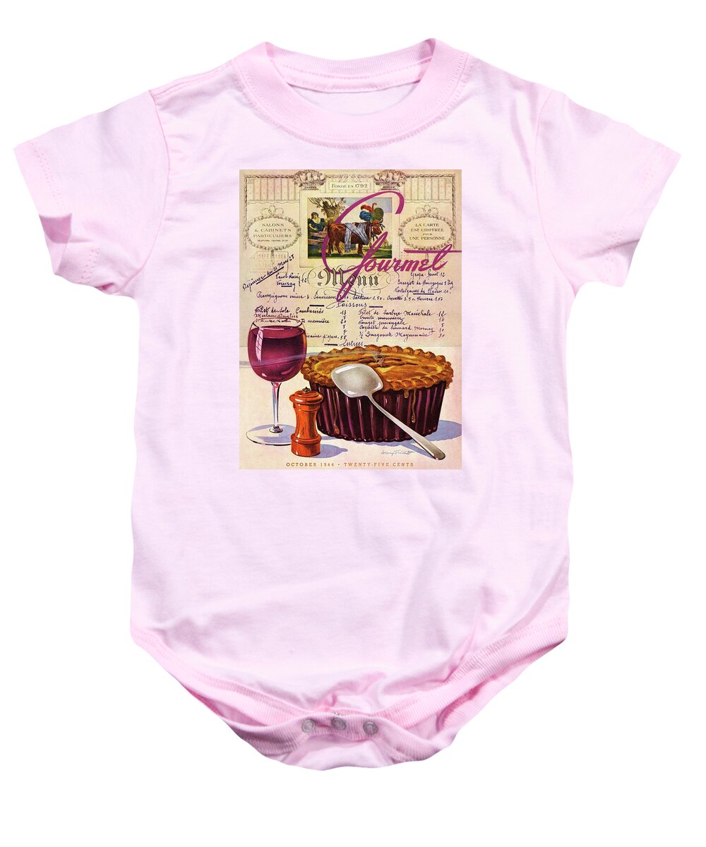 Food Baby Onesie featuring the photograph Gourmet Cover Illustration Of Deep Dish Pie by Henry Stahlhut