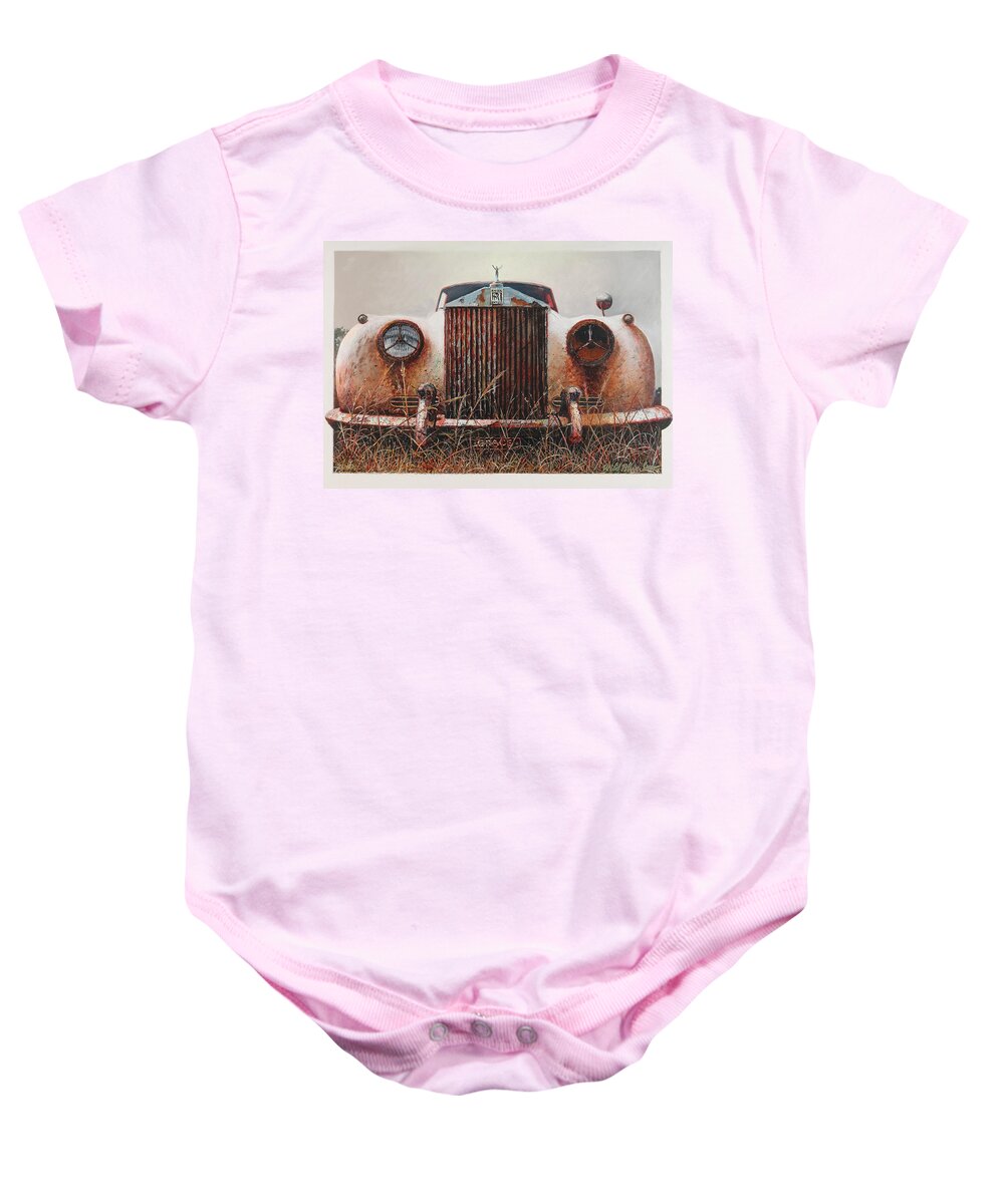 Rolls Royce Baby Onesie featuring the painting Grace - Rolls Royce by Blue Sky