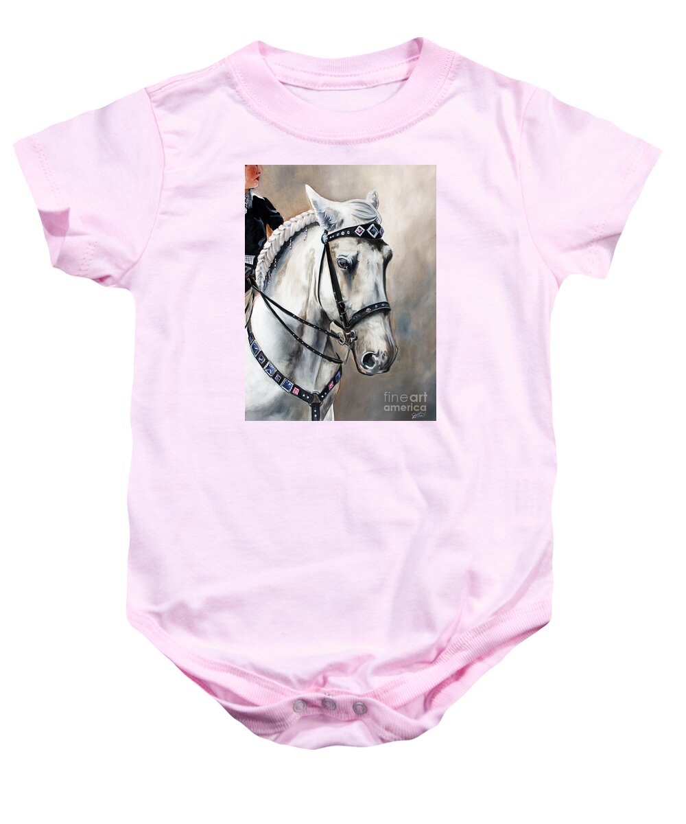 Andalusian Baby Onesie featuring the painting Grayslake Gray by Debbie Hart
