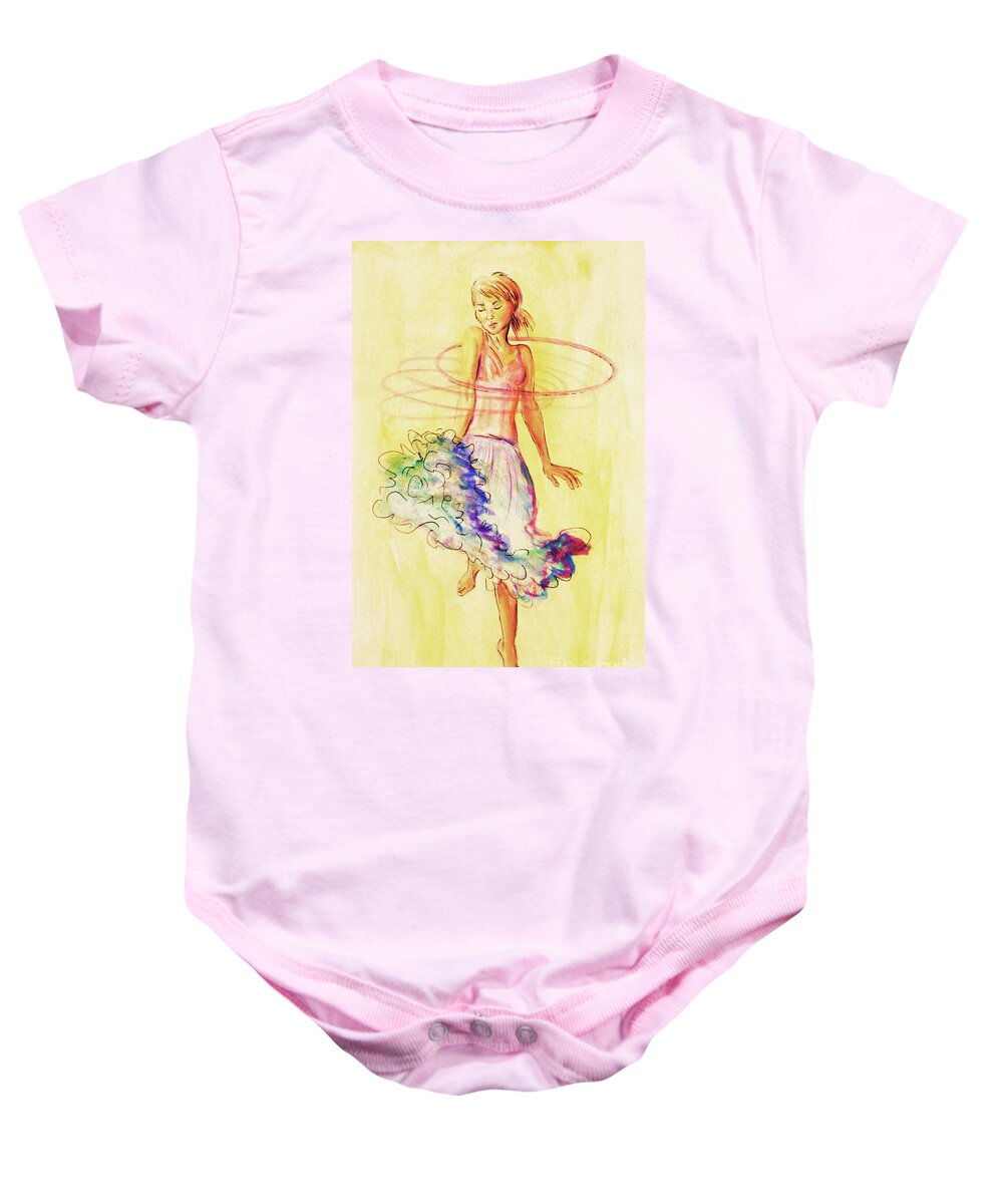 Hula Baby Onesie featuring the painting Hoop Dance by Angelique Bowman